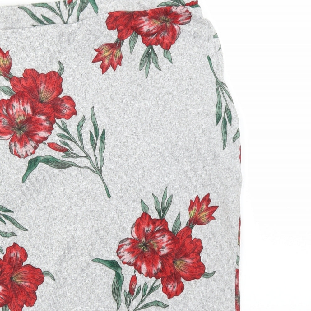mshll girl Womens Grey Floral  Straight & Pencil Skirt Size XS