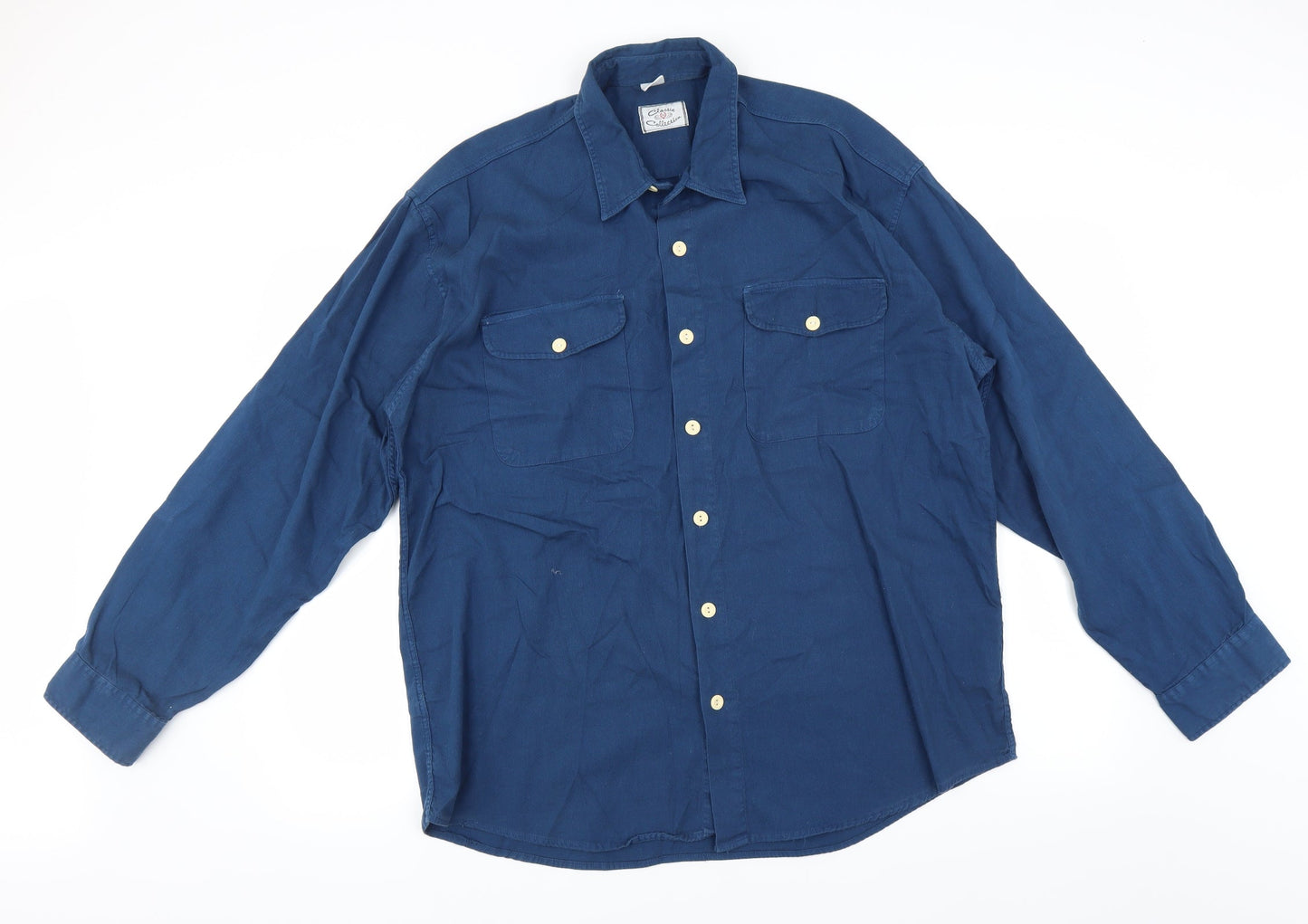 Mens UK Size  Classic Collection Blue  Button-Up Long Sleeve Casual Shirt