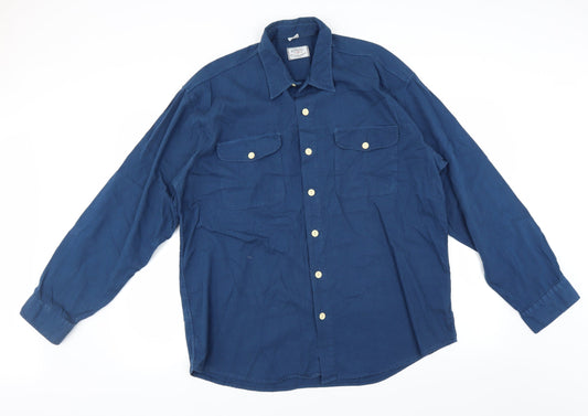 Mens UK Size  Classic Collection Blue  Button-Up Long Sleeve Casual Shirt