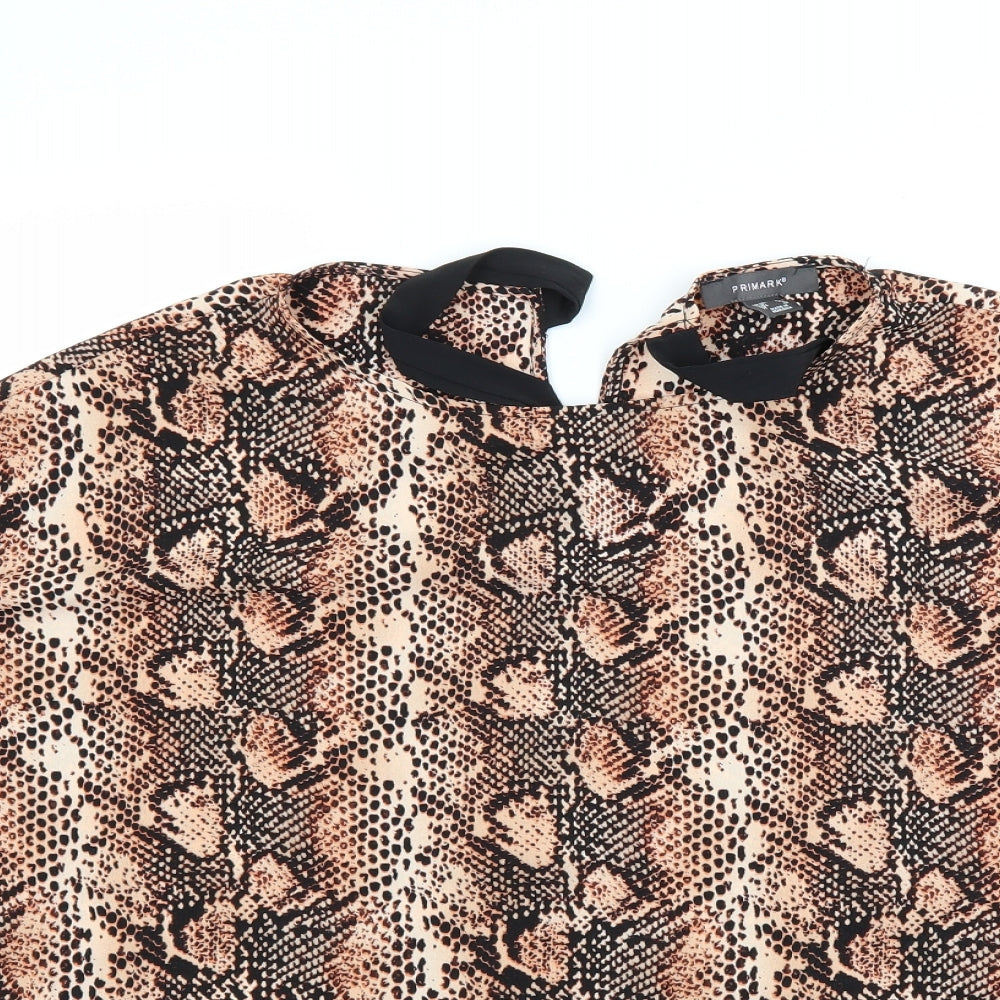 Primark Womens Brown Animal Print  Basic Blouse Size 10