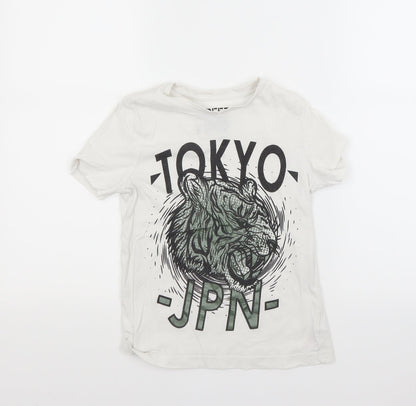 F&F Boys White   Basic T-Shirt Size 5-6 Years  - Japan