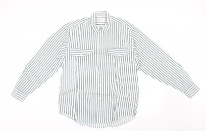 BHS Mens Green Striped   Button-Up Size S