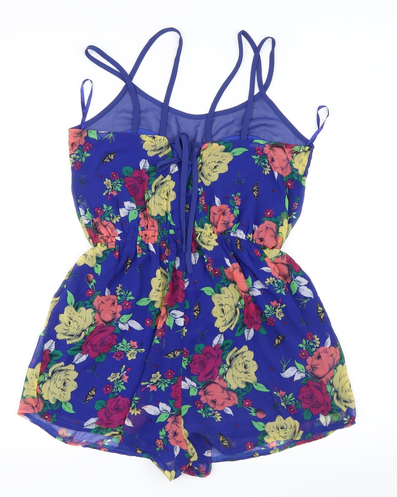 147x Womens Blue Floral Mesh Playsuit One-Piece Size 10