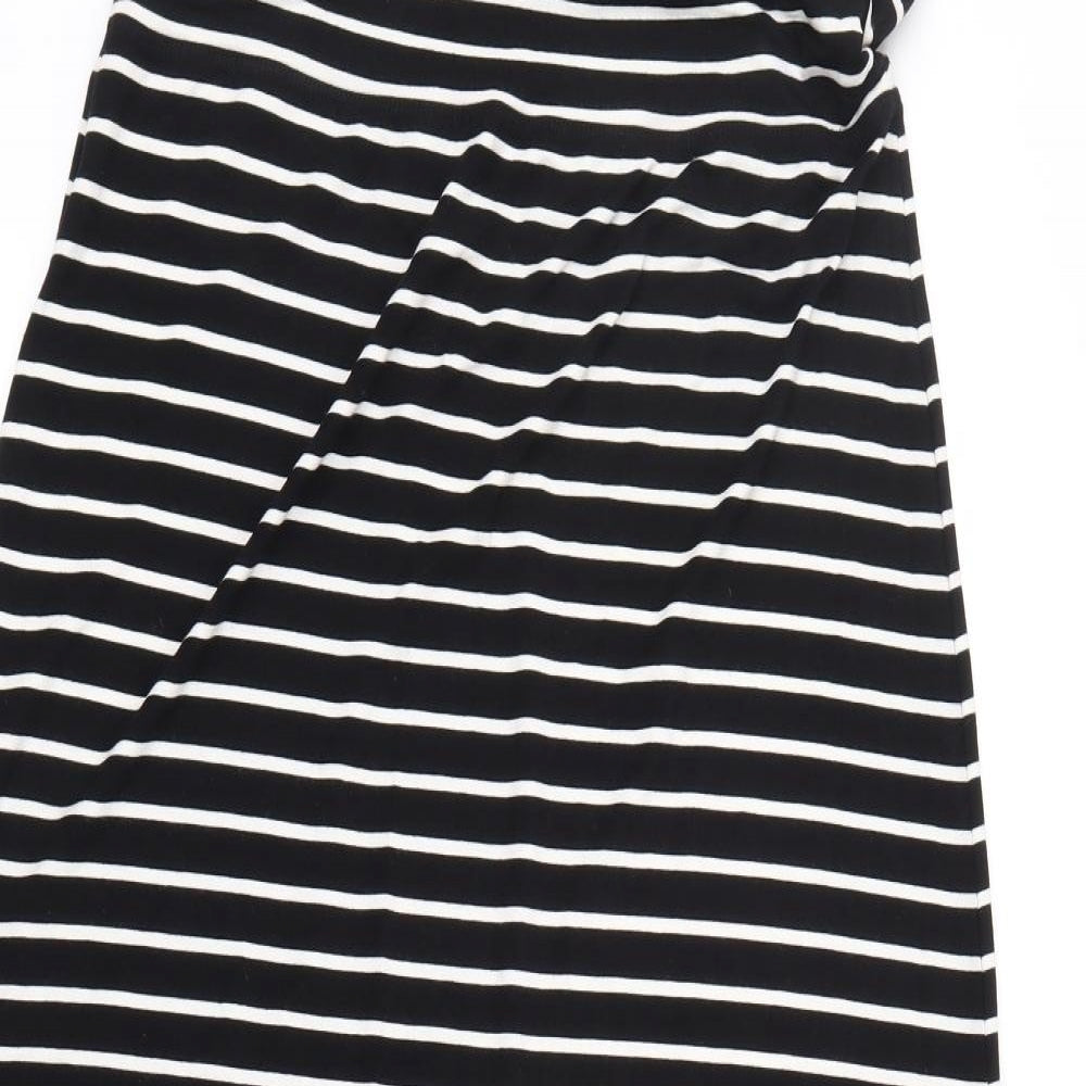 Max Studio Womens Black Striped  T-Shirt Dress  Size L