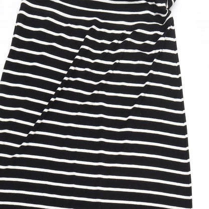 Max Studio Womens Black Striped  T-Shirt Dress  Size L