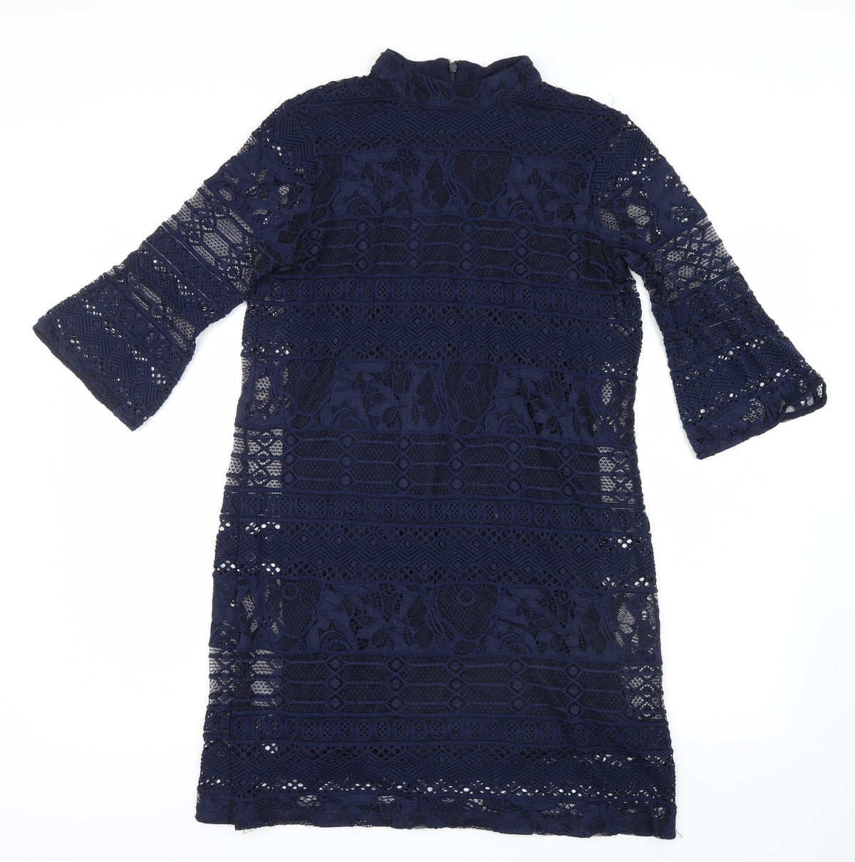Warehouse Womens Blue Geometric Lace Mini  Size 10