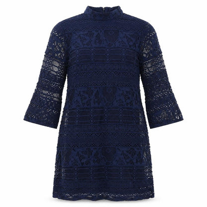 Warehouse Womens Blue Geometric Lace Mini  Size 10