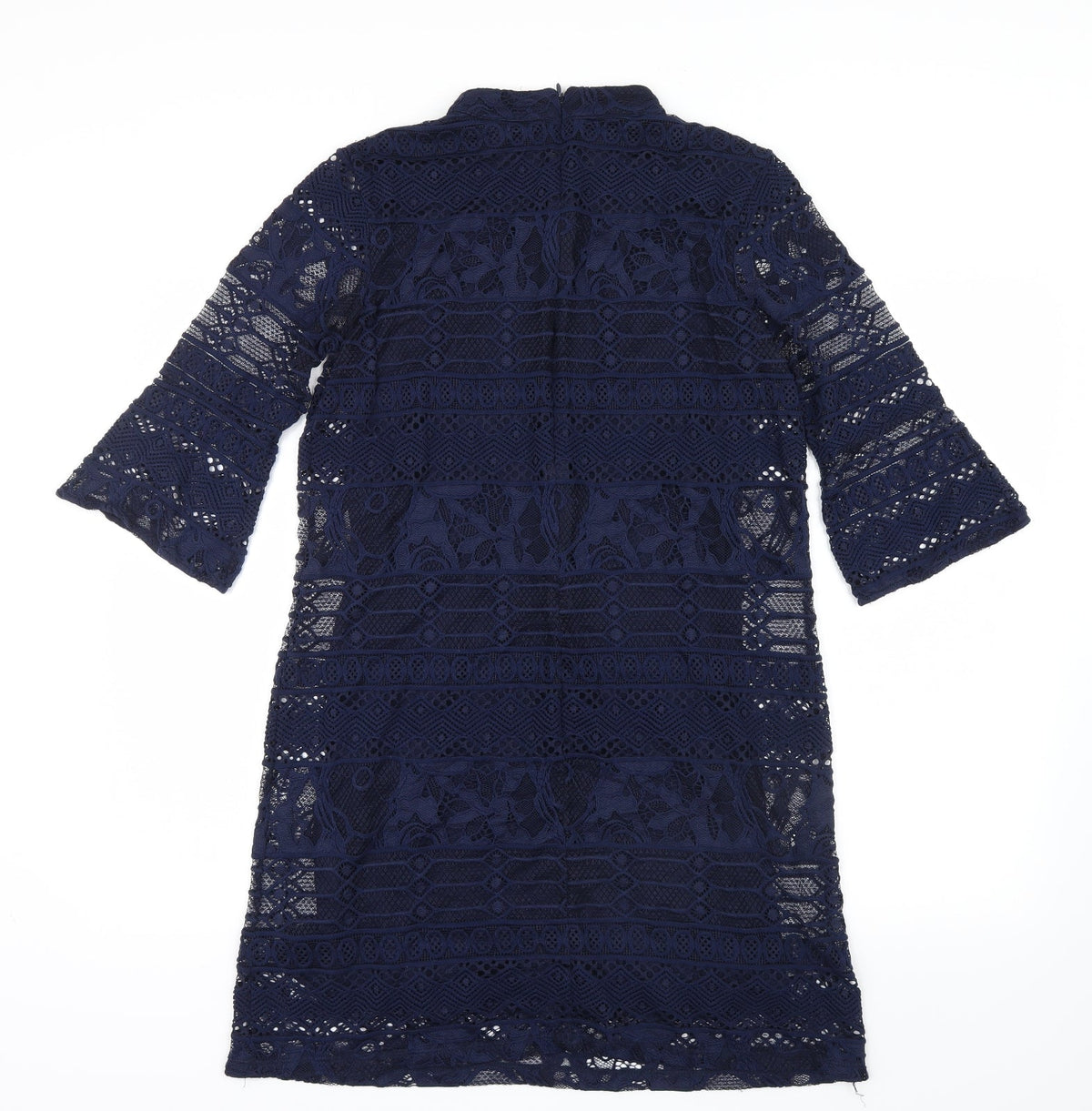 Warehouse Womens Blue Geometric Lace Mini  Size 10
