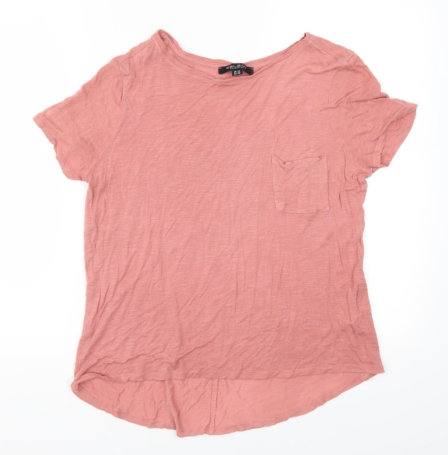 Womens UK Size 12 Select Pink Basic T-Shirt