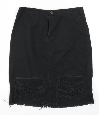 L&L Womens Black  Denim Straight & Pencil Skirt Size 30 in  - Distressed