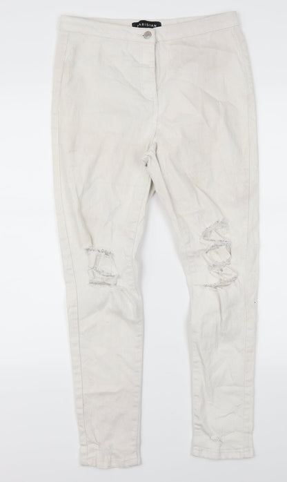 Parisian Womens White  Denim Straight Jeans Size 12 L26 in