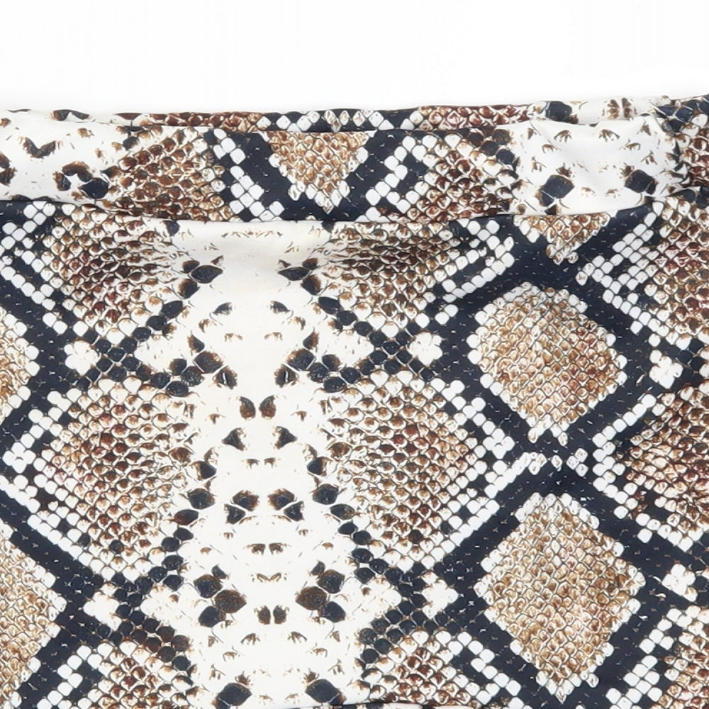 pretty Little Thing Womens Brown Striped  Mini Skirt Size 10