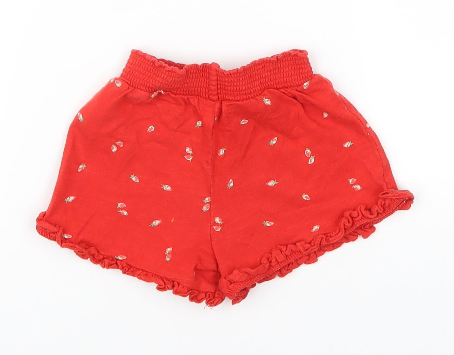 Mothercare Girls Red   Cropped Trousers Size 6-9 Months  - Strawberries
