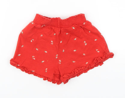 Mothercare Girls Red   Cropped Trousers Size 6-9 Months  - Strawberries
