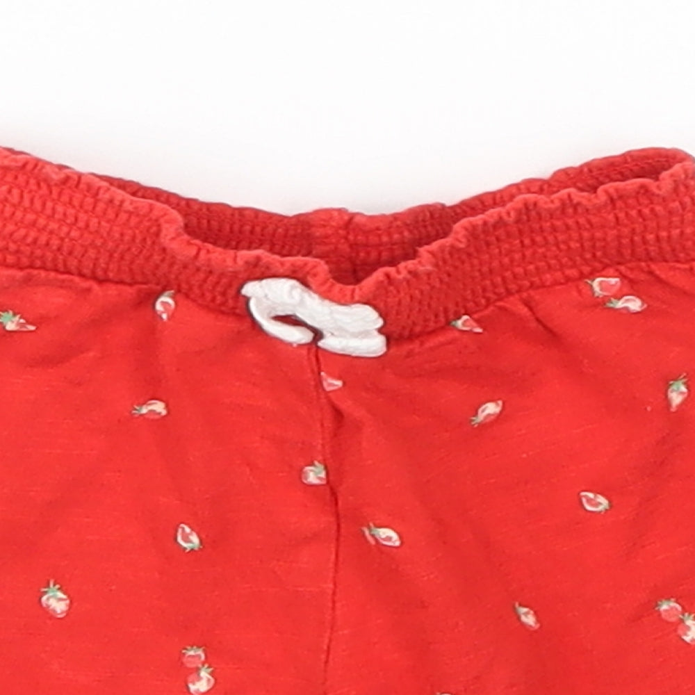Mothercare Girls Red   Cropped Trousers Size 6-9 Months  - Strawberries
