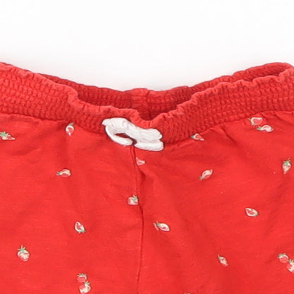 Mothercare Girls Red   Cropped Trousers Size 6-9 Months  - Strawberries