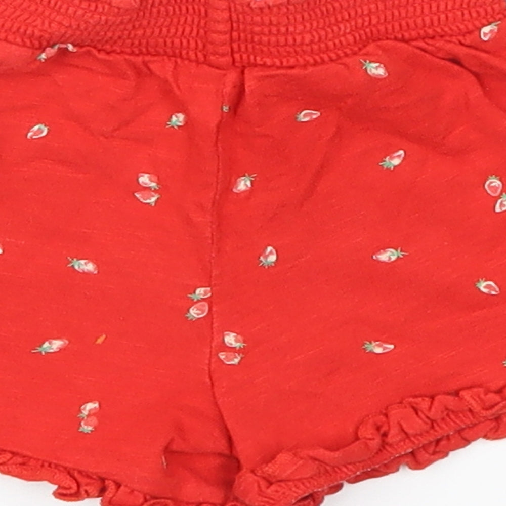 Mothercare Girls Red   Cropped Trousers Size 6-9 Months  - Strawberries