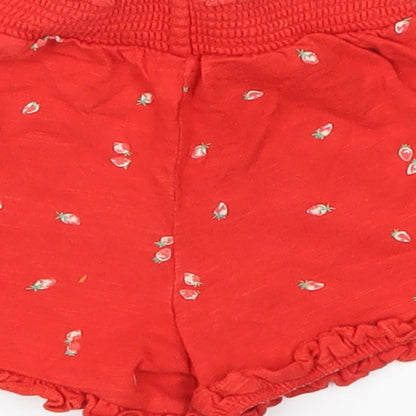 Mothercare Girls Red   Cropped Trousers Size 6-9 Months  - Strawberries