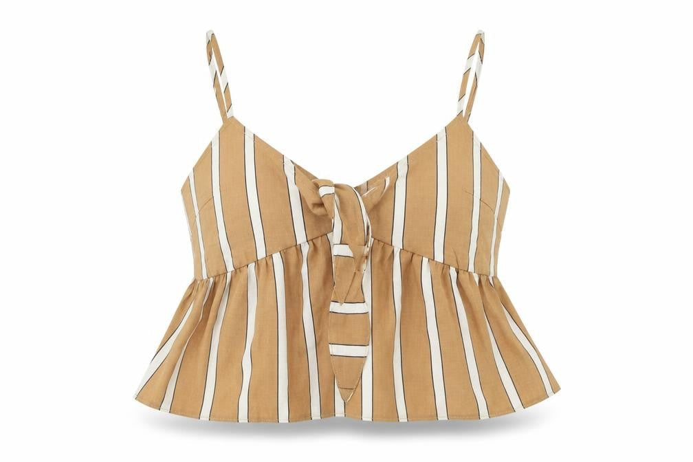 Womens UK Size 10 Miss Selfridge Brown Cropped Blouse