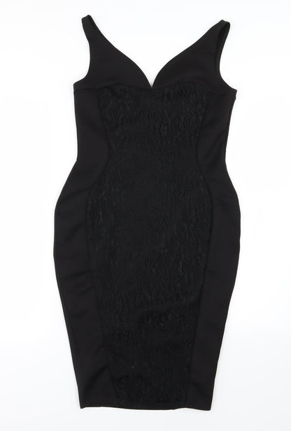 Amaya Womens Black Floral  Bodycon  Size 12