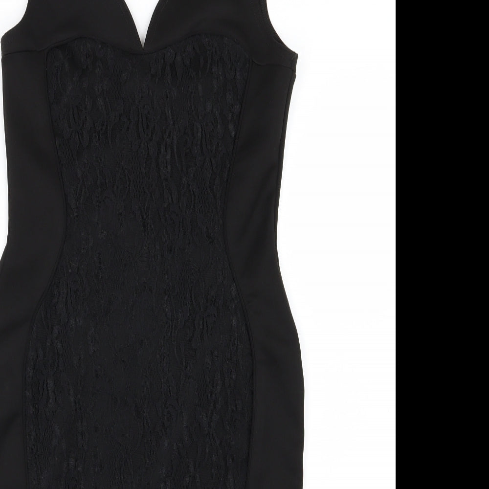 Amaya Womens Black Floral  Bodycon  Size 12