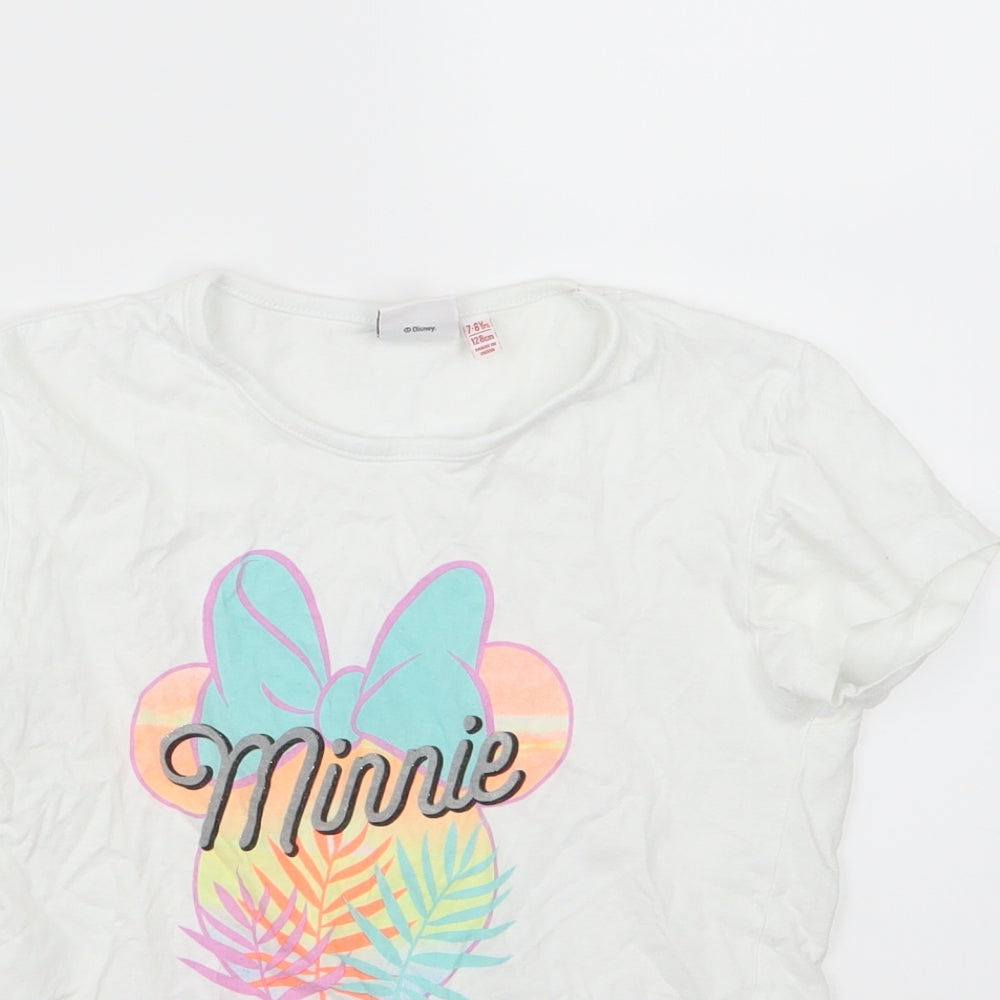 Primark Girls White  Jersey Basic T-Shirt Size 7-8 Years  - Minnie mouse
