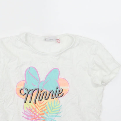 Primark Girls White  Jersey Basic T-Shirt Size 7-8 Years  - Minnie mouse