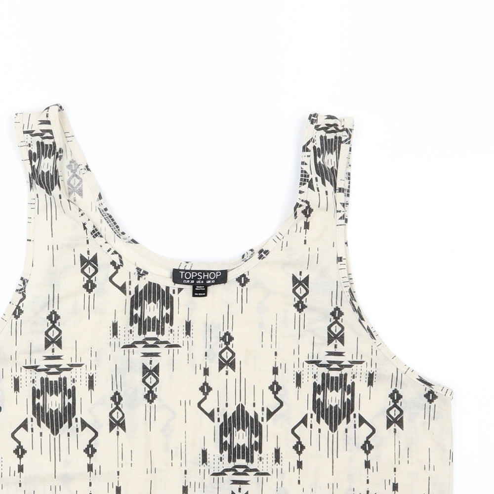 Womens UK Size 10 Topshop Beige Basic Tank