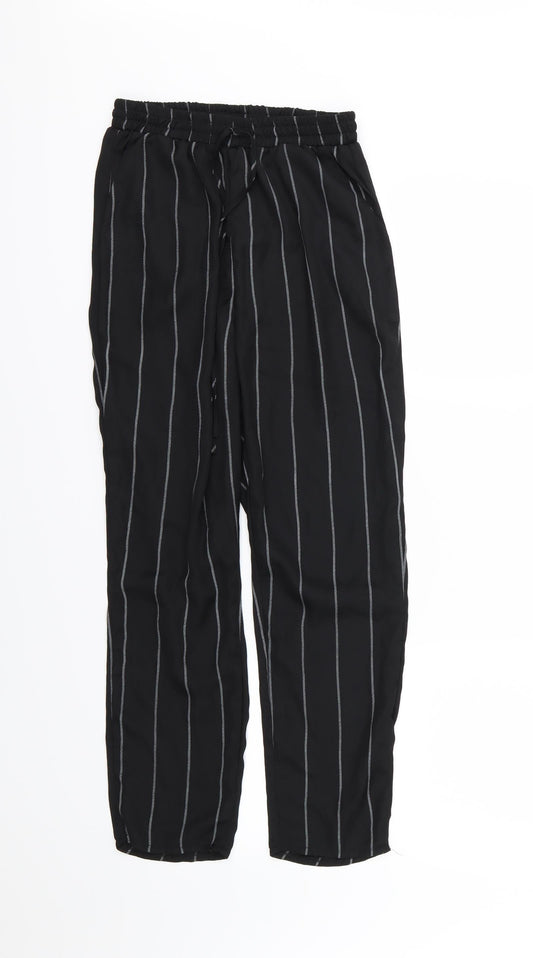 Missguided Womens Black Striped Chiffon Trousers  Size 10 L24 in