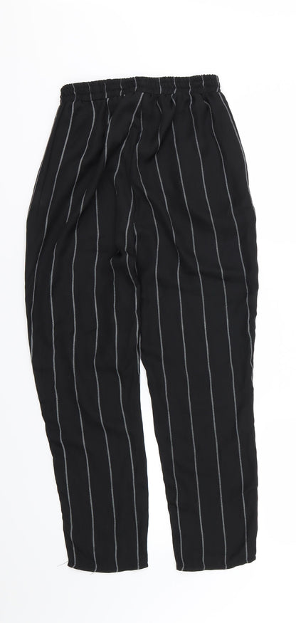 Missguided Womens Black Striped Chiffon Trousers  Size 10 L24 in