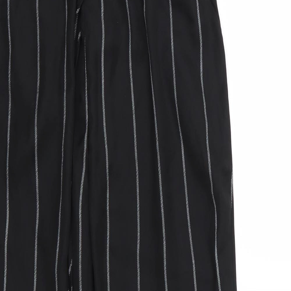 Missguided Womens Black Striped Chiffon Trousers  Size 10 L24 in