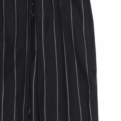 Missguided Womens Black Striped Chiffon Trousers  Size 10 L24 in