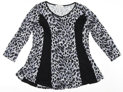 Womens UK Size 16 Annabelle Black Basic T-Shirt