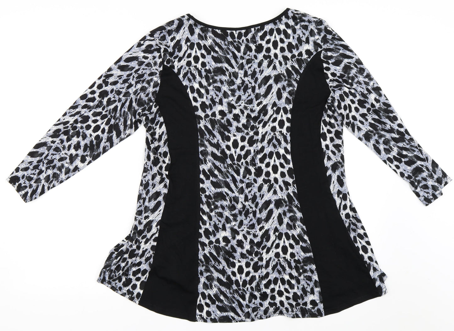 Womens UK Size 16 Annabelle Black Basic T-Shirt