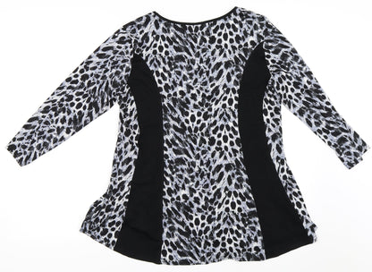 Womens UK Size 16 Annabelle Black Basic T-Shirt