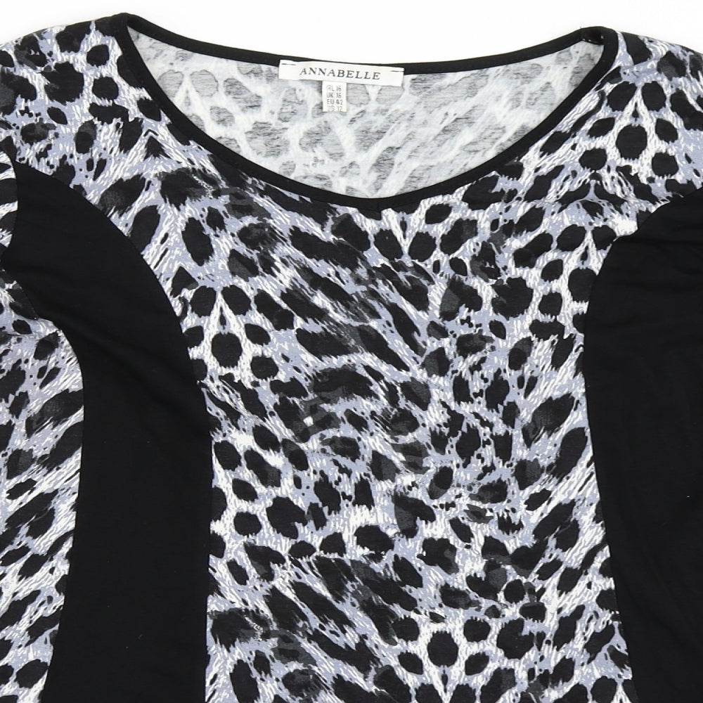 Womens UK Size 16 Annabelle Black Basic T-Shirt