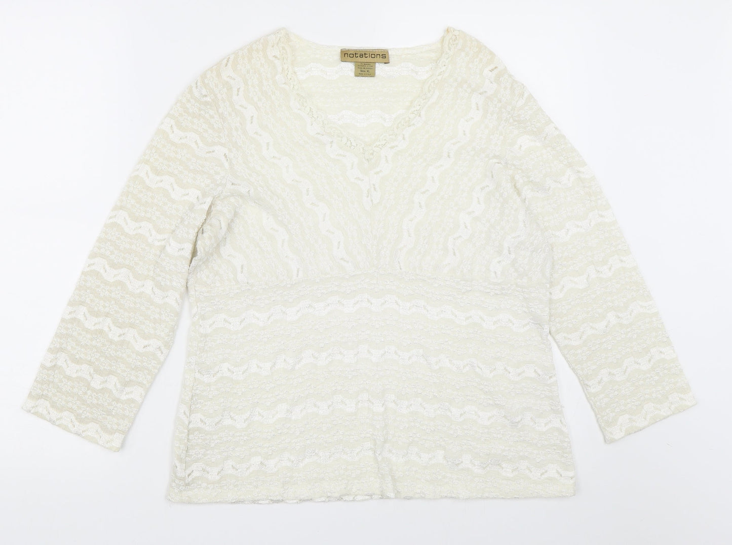 Womens UK Size XL Notations Ivory Basic Blouse