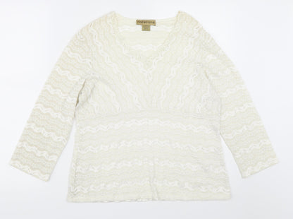 Womens UK Size XL Notations Ivory Basic Blouse