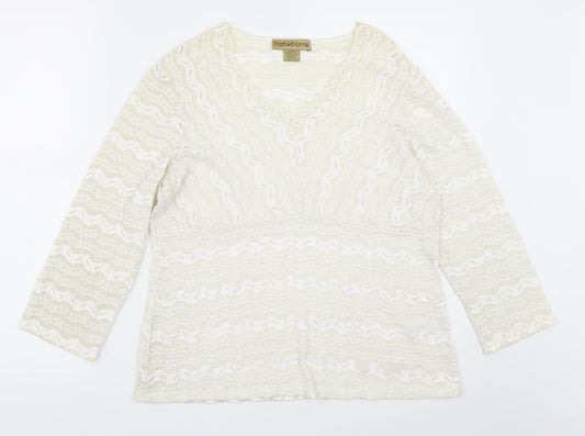 Womens UK Size XL Notations Ivory Basic Blouse