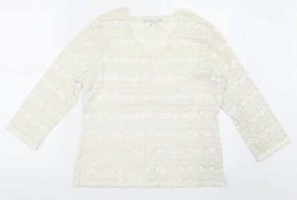 Womens UK Size XL Notations Ivory Basic Blouse