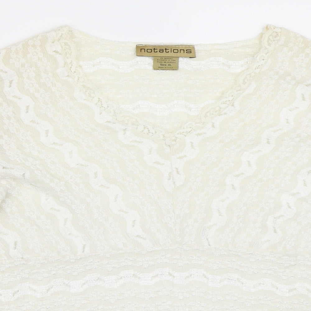 Womens UK Size XL Notations Ivory Basic Blouse