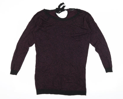 George Womens Purple Animal Print Knit Pullover Jumper Size 8
