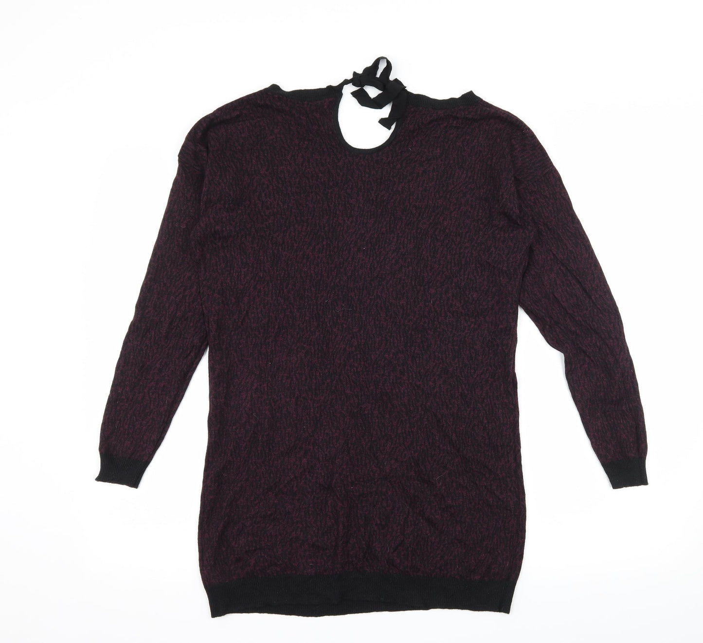 George Womens Purple Animal Print Knit Pullover Jumper Size 8