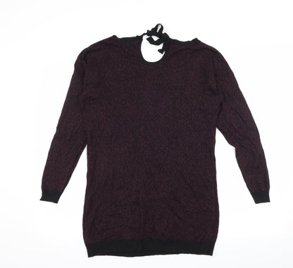 George Womens Purple Animal Print Knit Pullover Jumper Size 8