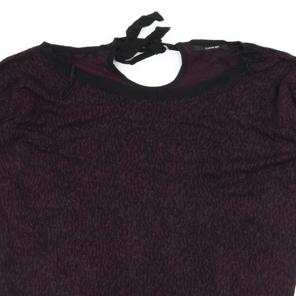 George Womens Purple Animal Print Knit Pullover Jumper Size 8