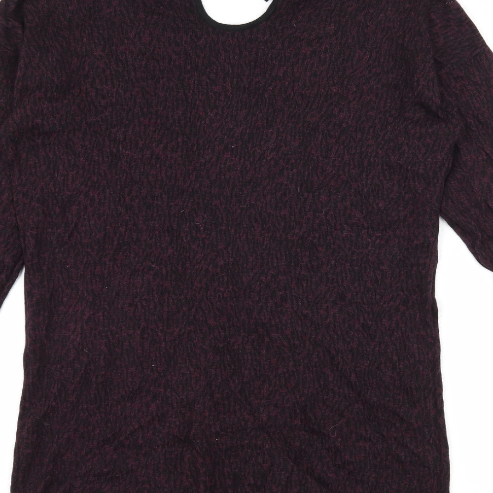 George Womens Purple Animal Print Knit Pullover Jumper Size 8