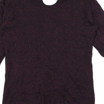 George Womens Purple Animal Print Knit Pullover Jumper Size 8