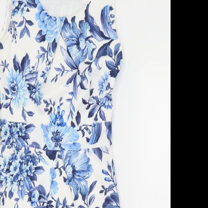 Voulez-Vous Womens White Floral Jersey Sheath  Size 8