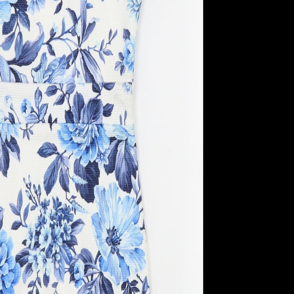 Voulez-Vous Womens White Floral Jersey Sheath  Size 8