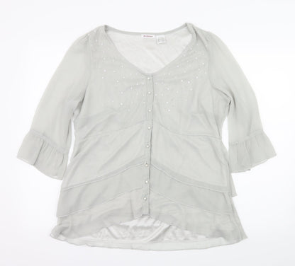ANNE WEYBURN Womens Grey   Basic Blouse Size 20